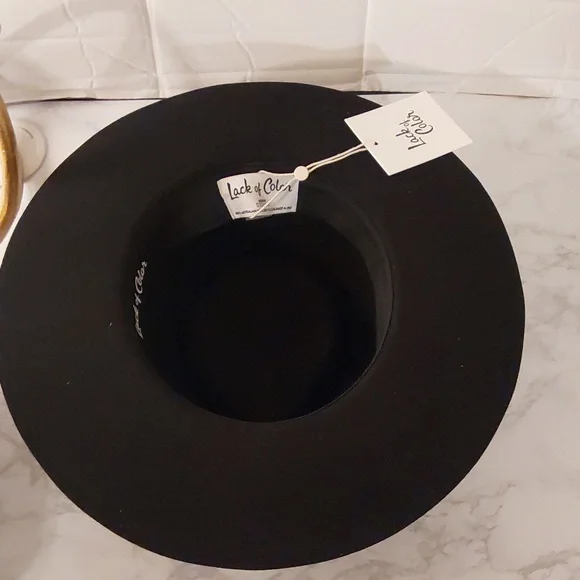 LACK OF COLOR THE PHOENIX FEDORA HAT BLACK SIZE 57CM(M) - Picture 10 of 15